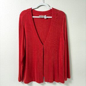 Chicos Travelers Cardigan Size 3 US XL Orange Slinky Hook Closure V Neck